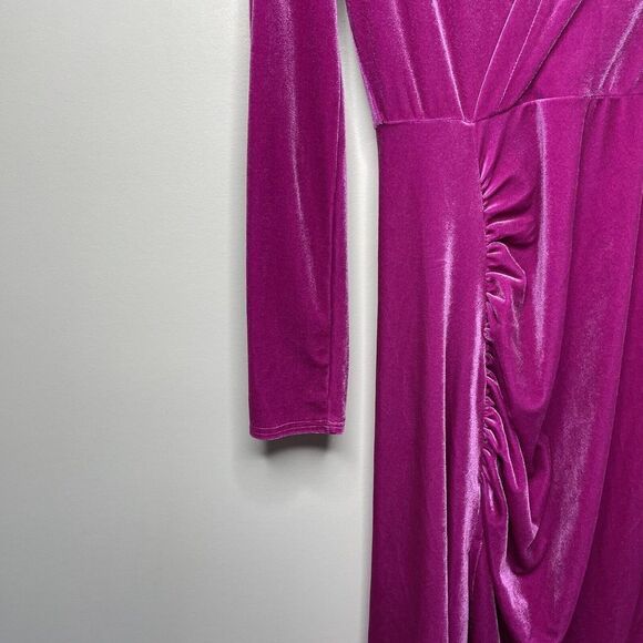 ATLEIN Collective Dress Womens Small S Pink Velvet Ruched Long Sleeve - Picture 4 of 10